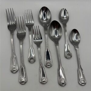 Supreme by Towle Stainless Japan English Shell Set 8 Forks Spoons